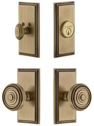 Grandeur Carre Entry Door Set with Soleil Knobs